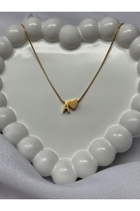 گردنبند استیل ( فولاد ) زرد زنانه استیل ضد زنگ HADRA ACCESSORİES - کد 929377096