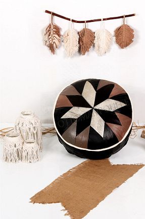 پوف و نیمکت زرشکی 60 x 60 Ottoman Pouffe - کد 710375180