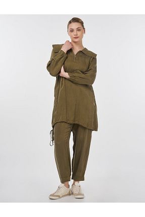 ست بالاتنه و پائین تنه حجاب خاکی زنانه رگولار Kayra - کد 930002793