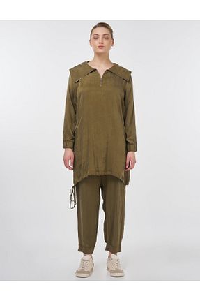 ست بالاتنه و پائین تنه حجاب خاکی زنانه رگولار Kayra - کد 930002793