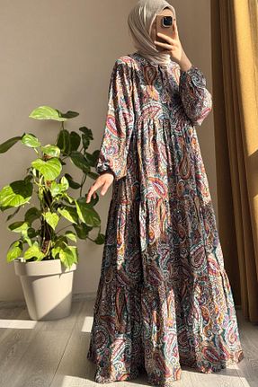 لباس حجاب آبی کلوش ANDE - کد 930008490