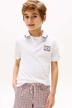 تیشرت سفید بچه گانه یقه پولو Tommy Hilfiger - کد 930053004