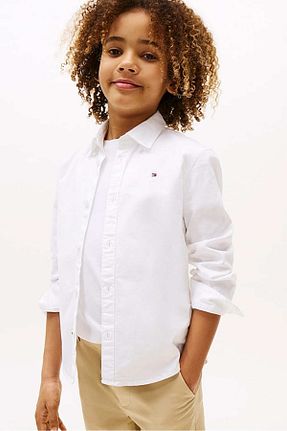 پیراهن سفید بچه گانه یقه کلاسیک Tommy Hilfiger - کد 930057089