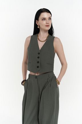 ست بالاتنه و پائین تنه سبز زنانه کتان BOHEMAİ - کد 930025868
