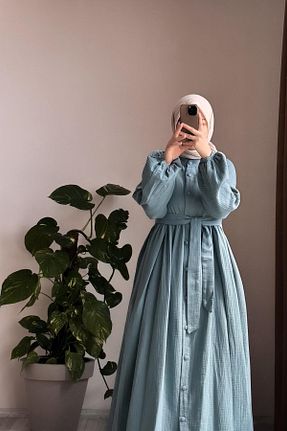کلاه و ابایا آبی زنانه بافتنی ANDE - کد 930034947