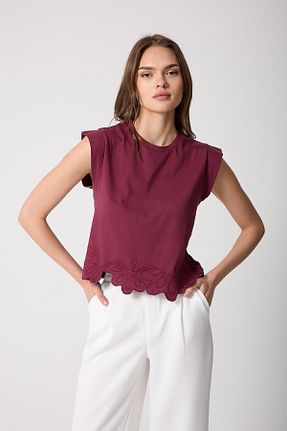 بلوز زرشکی زنانه ساده AMİDA - کد 930038628