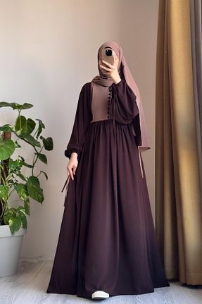لباس حجاب قهوه ای زنانه کلوش ANDE - کد 930034021
