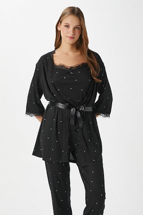 ست لباس راحتی مشکی زنانه Kalp Ritnice - کد 930043909