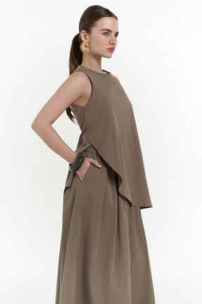 ست بالاتنه و پائین تنه خاکی زنانه MAİ COLLECTİON - کد 930045518