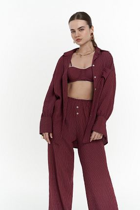 ست بالاتنه و پائین تنه زرشکی زنانه MAİ COLLECTİON - کد 930045528