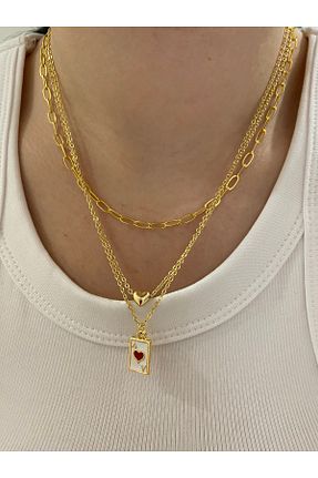 گردنبند جواهر زرد زنانه روکش طلا Fiamoss - کد 930060622