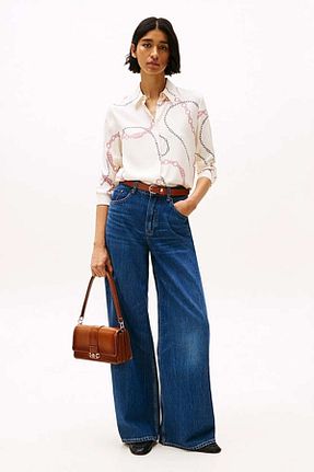 پیراهن سفید زنانه یقه پیراهنی Tommy Hilfiger - کد 930219750