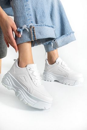 کفش اسنیکر سفید زنانه بند دار Hvz - کد 921758653