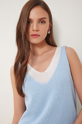 بلوز آبی زنانه ساده Lovelyİstanbul - کد 931205312