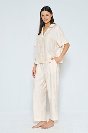 ست لباس راحتی بژ زنانه ساده Feyza Pijama - کد 930070483