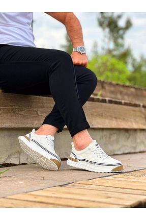 کفش اسنیکر سفید مردانه چرم اصل ByItallanoshoes - کد 930070394