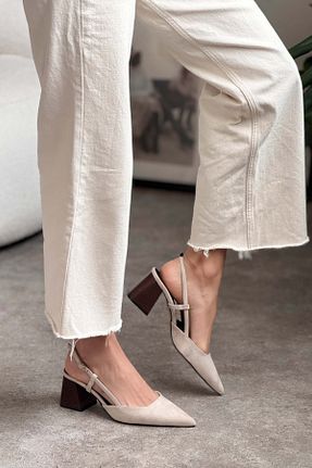 کفش پاشنه بلند کلاسیک بژ زنانه جیر NİŞANTAŞI SHOES - کد 929692825