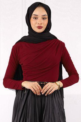 بلوز حجاب زرشکی زنانه رگولار İmajButik - کد 838295904