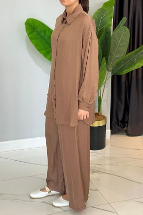 ست بالاتنه و پائین تنه حجاب قهوه ای زنانه رگولار Ceremony - کد 930072108