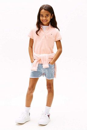 تیشرت صورتی بچه گانه یقه پولو Tommy Hilfiger - کد 930233366