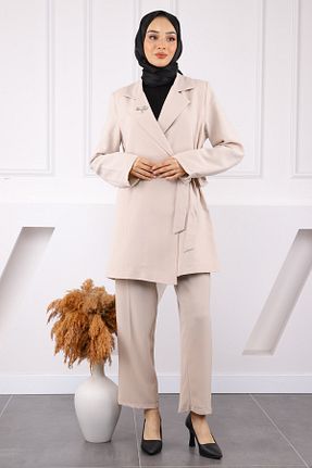 ست بالاتنه و پائین تنه حجاب بژ زنانه رگولار İmajButik - کد 930107675