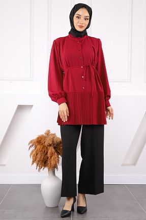 تونیک حجاب زرشکی زنانه پلی استر İmajButik - کد 930107304