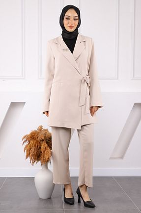 ست بالاتنه و پائین تنه حجاب بژ زنانه رگولار İmajButik - کد 930107675