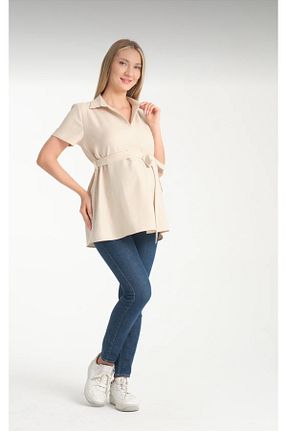 بلوز بارداری بژ زنانه ویسکون LİYACA - کد 930235045