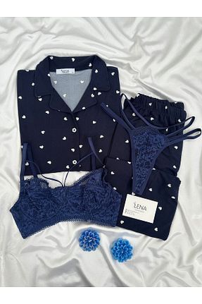 ست لباس راحتی سرمه ای زنانه ساده Lena Homewears - کد 930130622