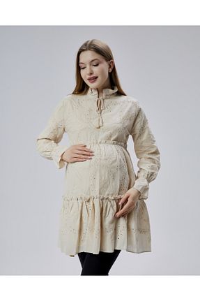 تونیک بارداری بژ زنانه بافتنی LİYACA - کد 930108166