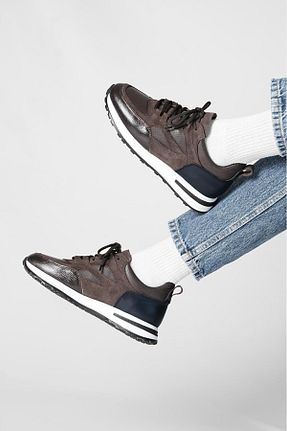 کفش کژوال قهوه ای مردانه چرم خالص Shoetyle - کد 930129356