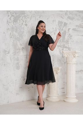 لباس مجلسی سایز بزرگ مشکی زنانه دو سینه Butik Nilyam - کد 930243790