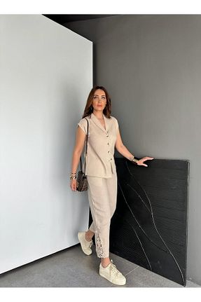 ست بالاتنه و پائین تنه طوسی زنانه بافتنی Zerrincan Giyim - کد 930135818