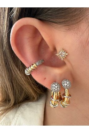 گوشواره جواهر زرد زیرکن Pinery Jewels - کد 929221274