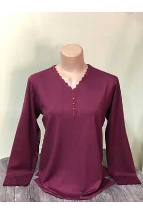 بلوز زرشکی زنانه ساده ModaSümeyra - کد 674213632