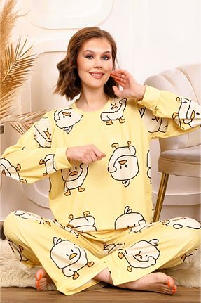 ست لباس راحتی زرد زنانه طرح حیوانات AYREKA HOMEWEAR - کد 882649108