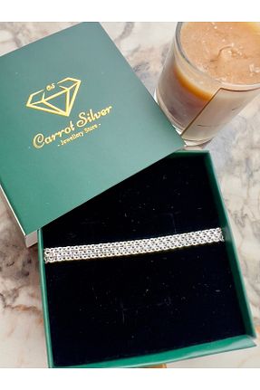 دستبند نقره طوسی زنانه 925 عیار carrot silver - کد 920073226