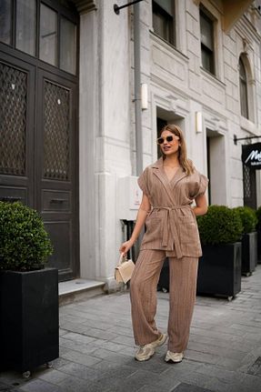 ست بالاتنه و پائین تنه قهوه ای زنانه بافتنی Ekim Store - کد 930164479