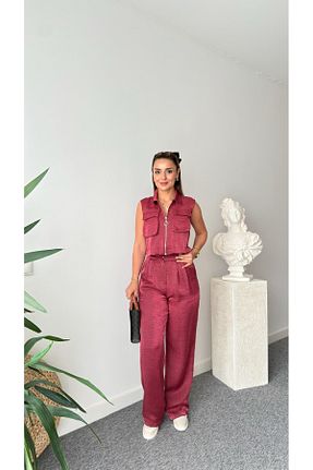 ست بالاتنه و پائین تنه زرشکی زنانه بافتنی Zoe Zoe - کد 930157606