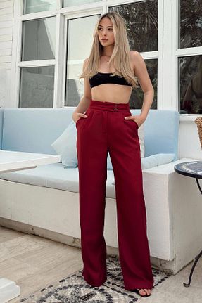 شلوار زرشکی زنانه ویسکون Swist - کد 930171381