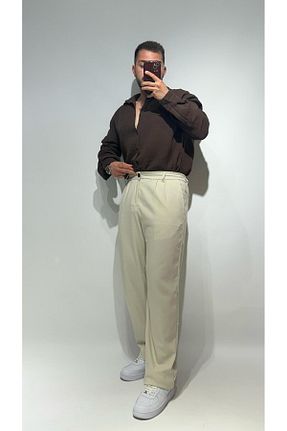 شلوار پارچه ای بژ مردانه فاق نرمال theensbutik - کد 881288844