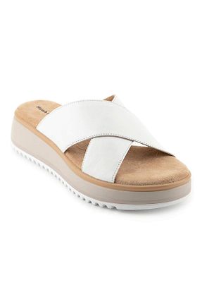 دمپائی سفید زنانه چرم خالص Hush Puppies - کد 902023864