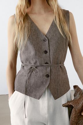 جلیقه قهوه ای زنانه رگولار Massimo Dutti - کد 930217927