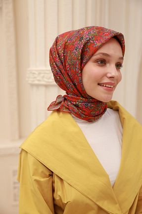روسری نارنجی پلی استر Silk Home - کد 930212161
