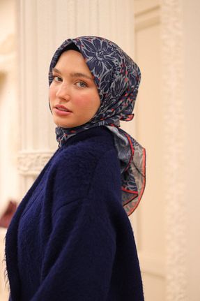 روسری سرمه ای پنبه ای Silk Home - کد 930223477