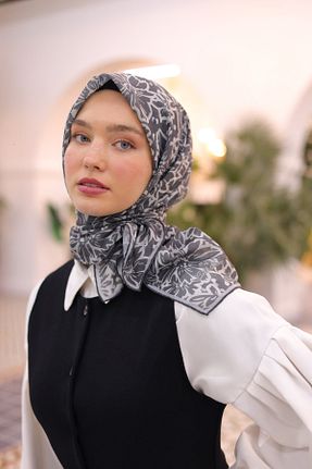روسری طوسی پنبه ای Silk Home - کد 930223470