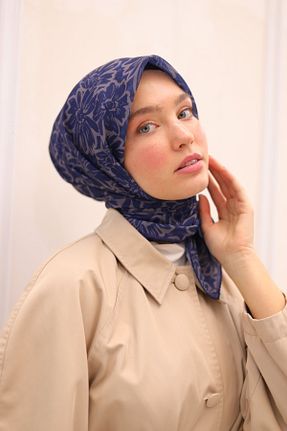 روسری سرمه ای پنبه ای Silk Home - کد 930223683