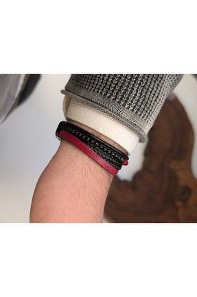 دستبند جواهر بژ مردانه زیرکن cheetah quality - کد 930365844