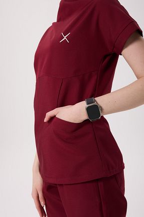 ست بالاتنه و پائین تنه زرشکی زنانه پلی استر X Medical Wear - کد 930226870