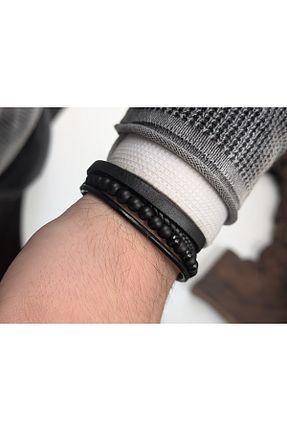 دستبند جواهر مشکی مردانه زیرکن cheetah quality - کد 929633573